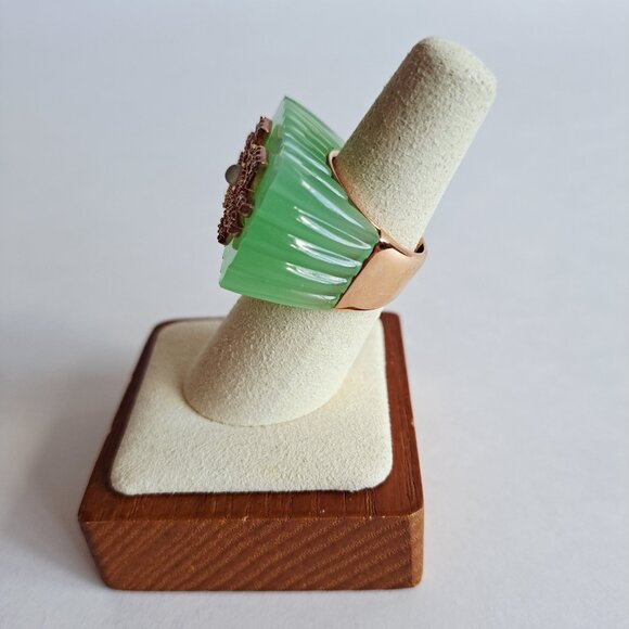 Angelique De Paris Green Resin Rectangular Ring Size 7 - Picture 11 of 16